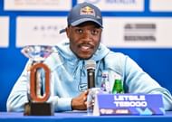 Letsile Tebogo at Doha Diamond League 2025 Press Conference - Source: Getty
